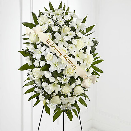 Exquisite Tribute Standing Spray with Memorial Ribbon
