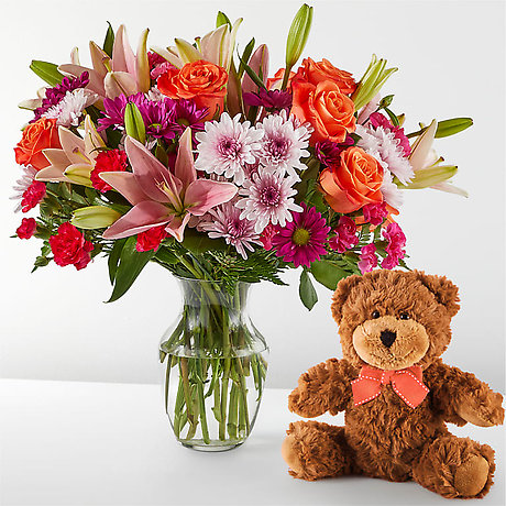 Here&#x27;s Looking at You Bouquet &amp; Bear Set